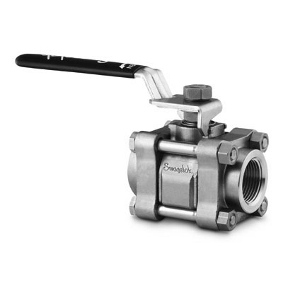 Swagelok 3-Piece 60 Series Ball Valve, 0.406 in. Orifice, Reinforced PTFE Seats, 1/2 in. Swagelok Tube Fitting