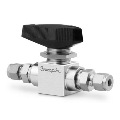 Swagelok Stainless Steel 3-Piece High Pressure Ball Valve, PCTFE Seats, 1/2 in. Swagelok Tube Fitting